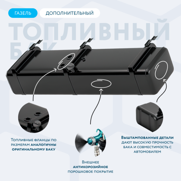 Бензобак 120 литров Газель дополнительный АНТИКОР